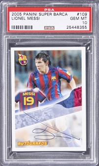 2005 Panini Super Barca "Autografos" #109 Lionel Messi - PSA GEM MT 10 - Pop. "1-of-3!"